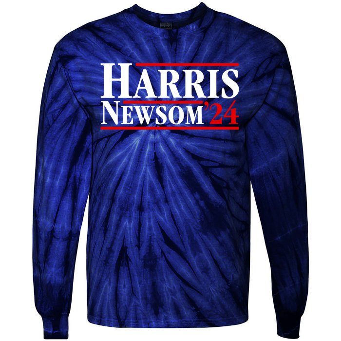 Harris Newsom 2024 For President Kamala Harris Gavin Newsom Tie-Dye Long Sleeve Shirt