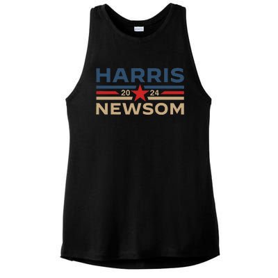 Harris Newsom 2024 Retro Vintage Vote President Vp Democrats Ladies PosiCharge Tri-Blend Wicking Tank