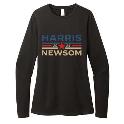 Harris Newsom 2024 Retro Vintage Vote President Vp Democrats Womens CVC Long Sleeve Shirt