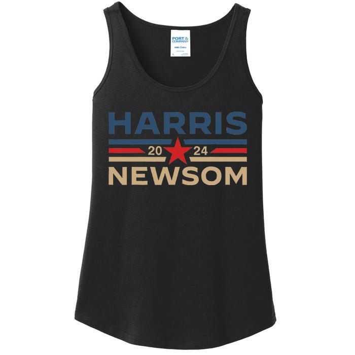 Harris Newsom 2024 Retro Vintage Vote President Vp Democrats Ladies Essential Tank