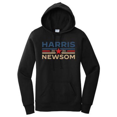 Harris Newsom 2024 Retro Vintage Vote President Vp Democrats Women's Pullover Hoodie