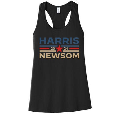 Harris Newsom 2024 Retro Vintage Vote President Vp Democrats Women's Racerback Tank