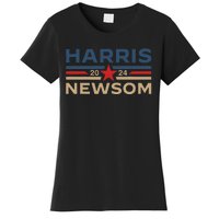 Harris Newsom 2024 Retro Vintage Vote President Vp Democrats Women's T-Shirt