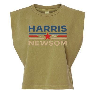 Harris Newsom 2024 Retro Vintage Vote President Vp Democrats Garment-Dyed Women's Muscle Tee