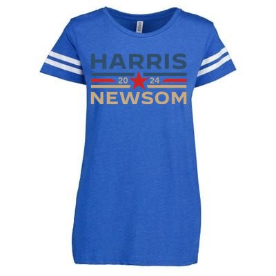 Harris Newsom 2024 Retro Vintage Vote President Vp Democrats Enza Ladies Jersey Football T-Shirt