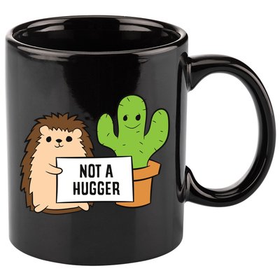 Hedgehog Not A Hugger Cactus Hedgehog Great Gift 11oz C Handle Ceramic Mug