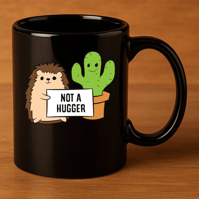 Hedgehog Not A Hugger Cactus Hedgehog Great Gift 11oz C Handle Ceramic Mug