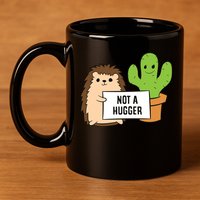 Hedgehog Not A Hugger Cactus Hedgehog Great Gift 11oz C Handle Ceramic Mug