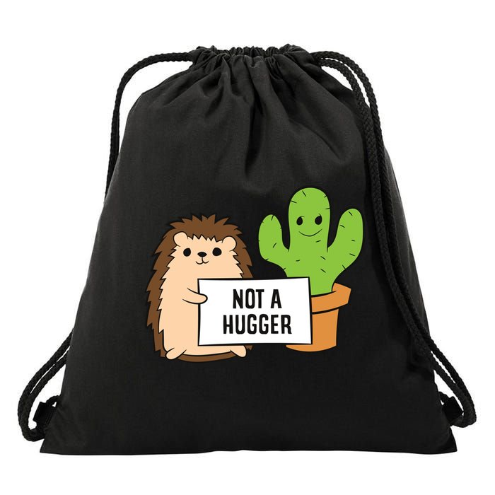 Hedgehog Not A Hugger Cactus Hedgehog Great Gift Drawstring Bag