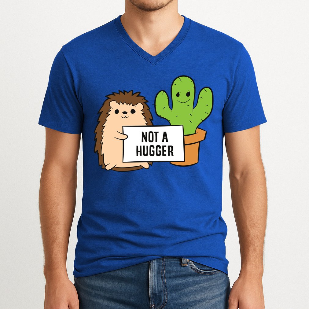 Hedgehog Not A Hugger Cactus Hedgehog Great Gift V-Neck T-Shirt