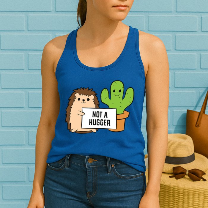 Hedgehog Not A Hugger Cactus Hedgehog Great Gift Womens Tank Top