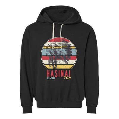 Hasinai Native American Indian Tribe Respect Pride Retro Sun Gift Garment-Dyed Fleece Hoodie