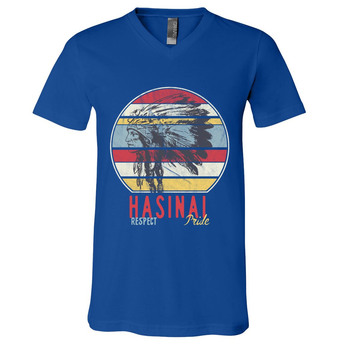 Hasinai Native American Indian Tribe Respect Pride Retro Sun Gift V-Neck T-Shirt
