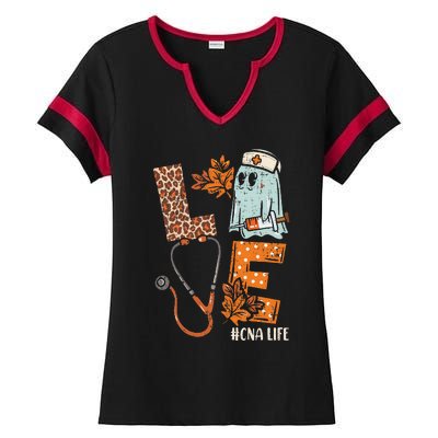 Halloween Nurse Assistant Love Cna Life Stethoscope Gift Ladies Halftime Notch Neck Tee