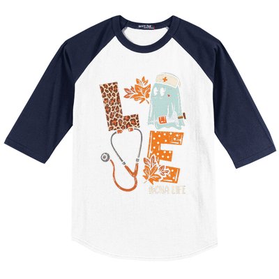 Halloween Nurse Assistant Love Cna Life Stethoscope Gift Baseball Sleeve Shirt