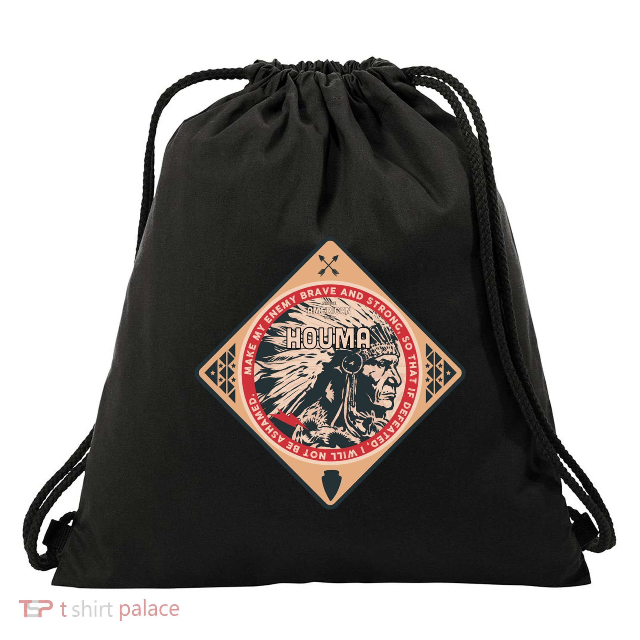 Houma Native American Indian Brave Strong Enemy Gift Drawstring Bag