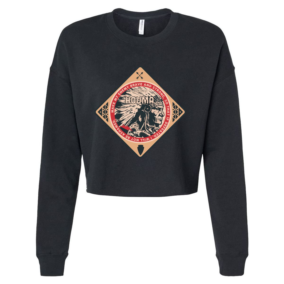 Houma Native American Indian Brave Strong Enemy Gift Cropped Pullover Crew