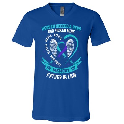 Heaven Needed A Hero God Picked My Father In Law Suicide Dad Cute Gift V-Neck T-Shirt