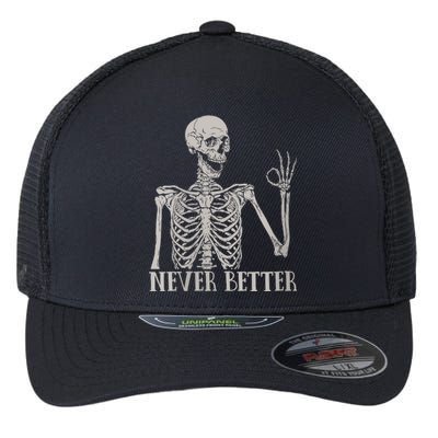 Halloween Never Better Skeleton Funny Skull Flexfit Unipanel Trucker Cap