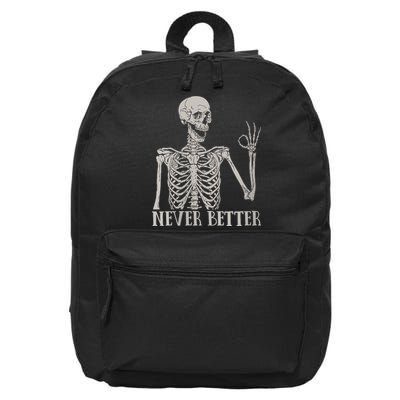 Halloween Never Better Skeleton Funny Skull 16 in Basic Backpack