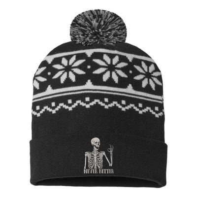 Halloween Never Better Skeleton Funny Skull USA-Made Snowflake Beanie