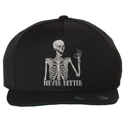 Halloween Never Better Skeleton Funny Skull Wool Snapback Cap