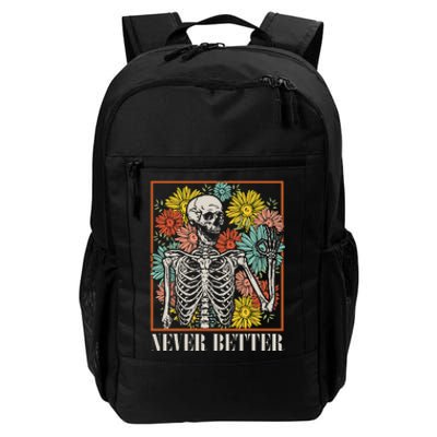 Halloween Never Better Skeleton Floral Skull Funny Daily Commute Backpack