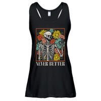 Halloween Never Better Skeleton Floral Skull Funny Ladies Essential Flowy Tank