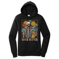 Halloween Never Better Skeleton Floral Skull Funny Women's Pullover Hoodie