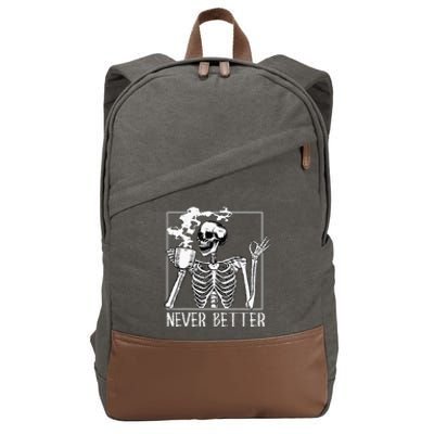 Halloween Never Better Skeleton Funny Skull Cotton Canvas Backpack