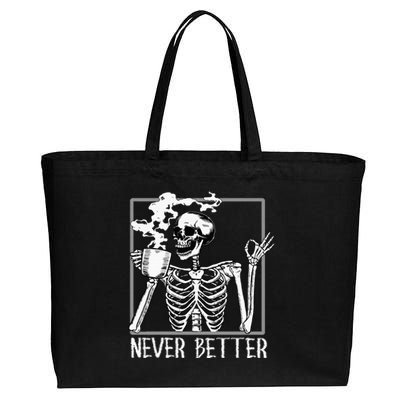 Halloween Never Better Skeleton Funny Skull Cotton Canvas Jumbo Tote