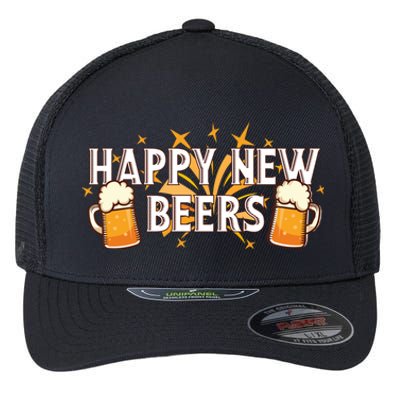 Happy New Beers Gift New Year Nye Party Funny New Years Eve Cute Gift Flexfit Unipanel Trucker Cap