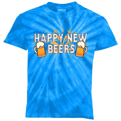 Happy New Beers Gift New Year Nye Party Funny New Years Eve Cute Gift Kids Tie-Dye T-Shirt