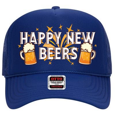 Happy New Beers Gift New Year Nye Party Funny New Years Eve Cute Gift High Crown Mesh Back Trucker Hat