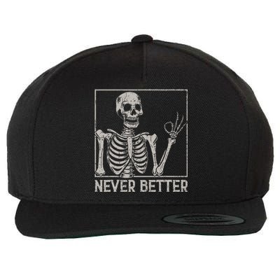 Halloween Never Better Skeleton Funny Skull Wool Snapback Cap