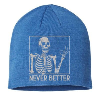 Halloween Never Better Skeleton Funny Skull Sustainable Beanie