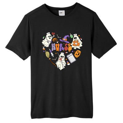 Heart Nurse Boo Ghost Groovy Spooky Season Retro Halloween Gift Tall Fusion ChromaSoft Performance T-Shirt