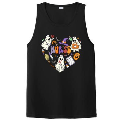 Heart Nurse Boo Ghost Groovy Spooky Season Retro Halloween Gift PosiCharge Competitor Tank