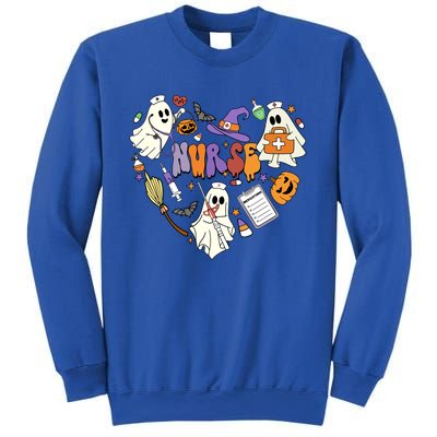 Heart Nurse Boo Ghost Groovy Spooky Season Retro Halloween Gift Sweatshirt