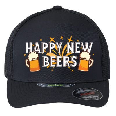 Happy New Beers New Year NYE Party Funny Flexfit Unipanel Trucker Cap