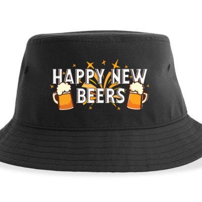 Happy New Beers New Year NYE Party Funny Sustainable Bucket Hat