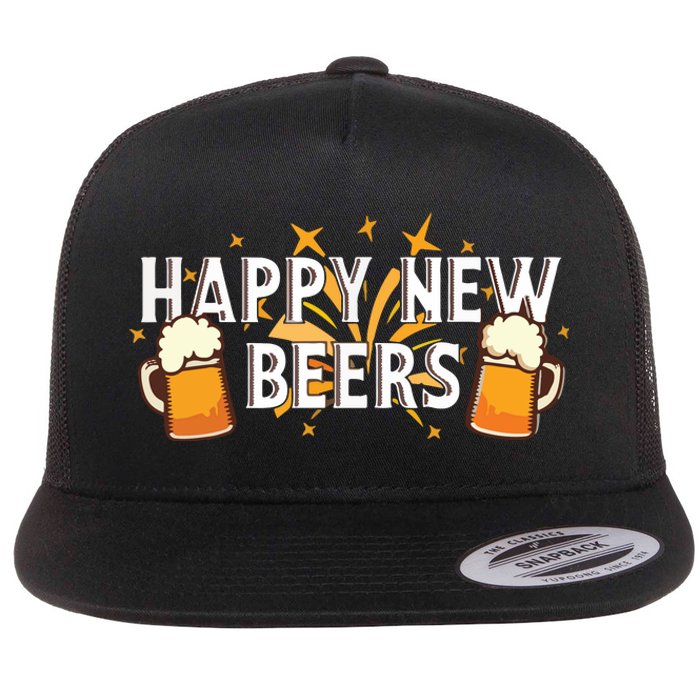 Happy New Beers New Year NYE Party Funny Flat Bill Trucker Hat