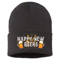 Happy New Beers New Year NYE Party Funny Sustainable Knit Beanie