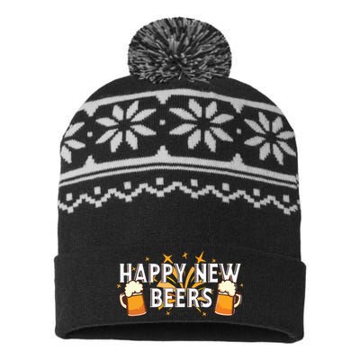 Happy New Beers New Year NYE Party Funny USA-Made Snowflake Beanie