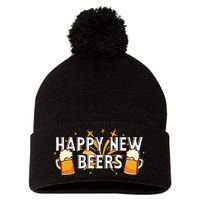 Happy New Beers New Year NYE Party Funny Pom Pom 12in Knit Beanie