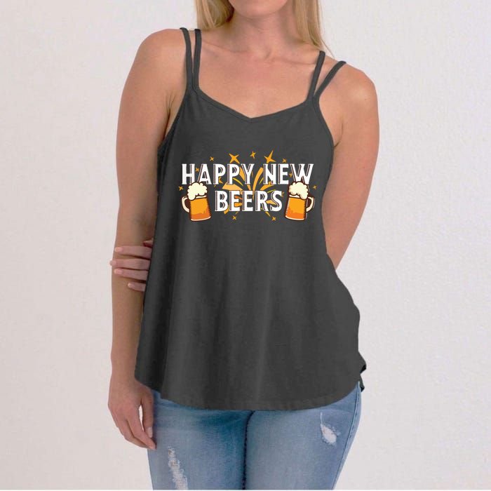 Happy New Beers New Year NYE Party Funny Women's Strappy Tank