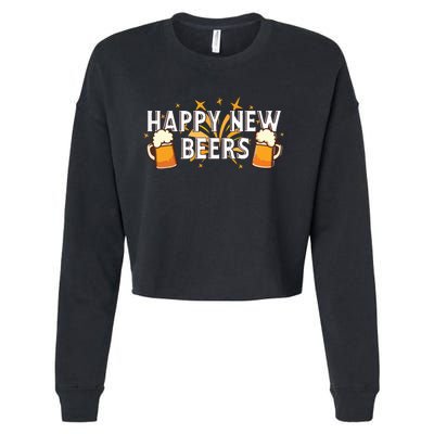 Happy New Beers New Year NYE Party Funny Cropped Pullover Crew