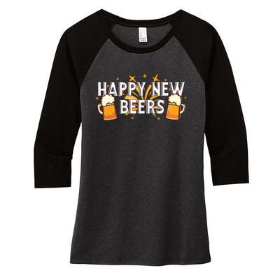 Happy New Beers New Year NYE Party Funny Women's Tri-Blend 3/4-Sleeve Raglan Shirt