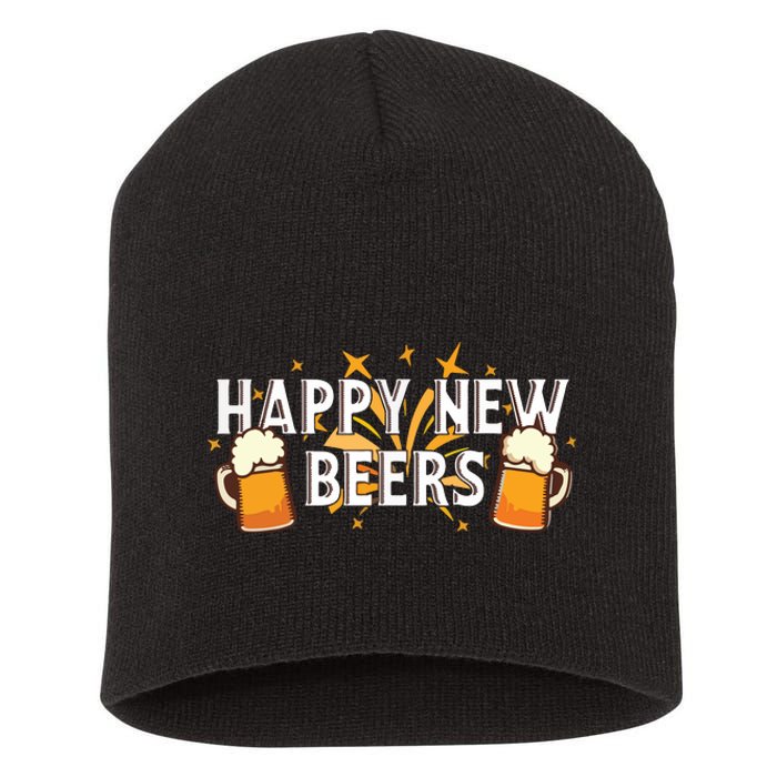 Happy New Beers New Year NYE Party Funny Short Acrylic Beanie