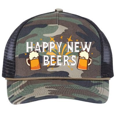 Happy New Beers New Year NYE Party Funny Retro Rope Trucker Hat Cap